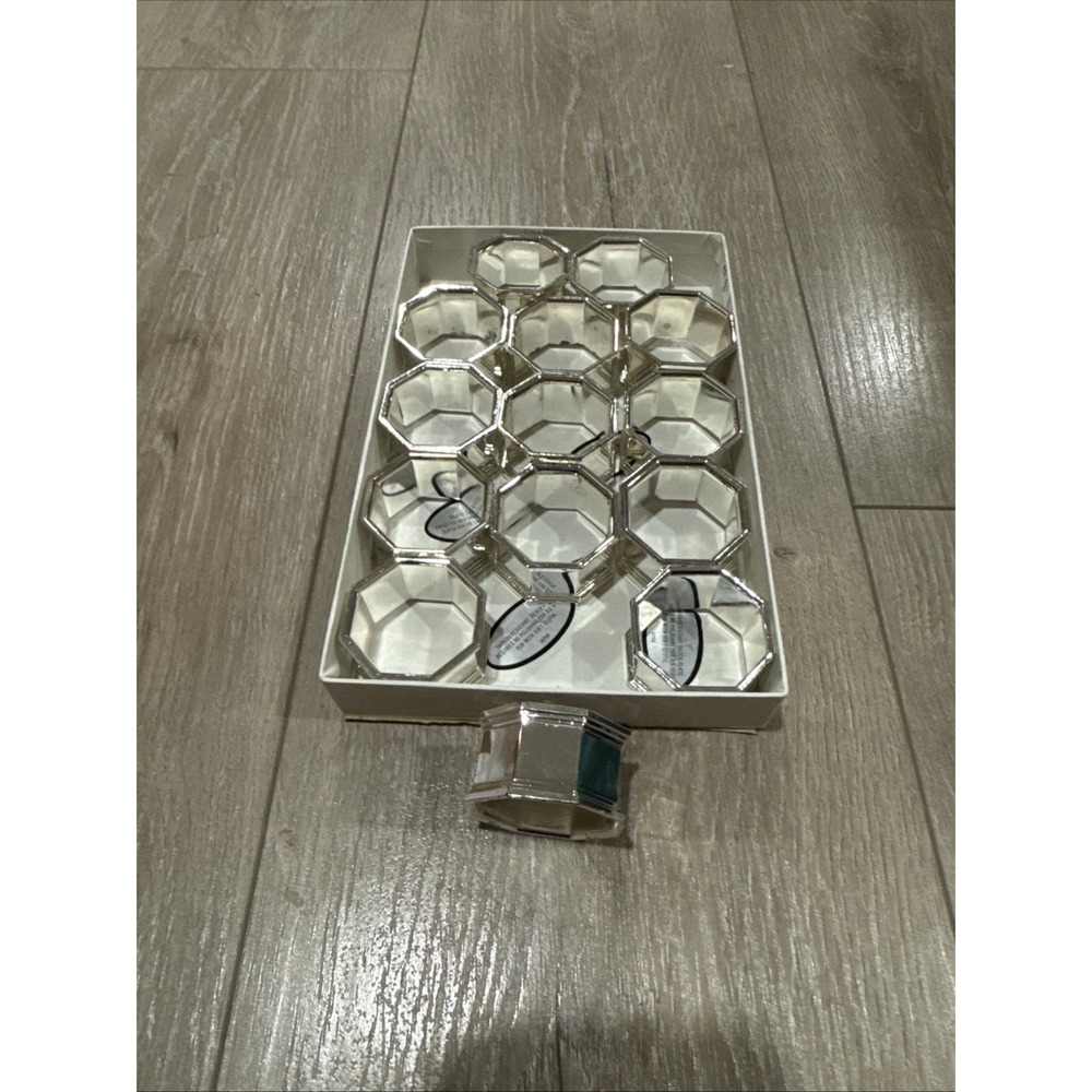 14 Silver‎ Tone Chrome Heavy Metal Modern Napkin Rings Place Setting